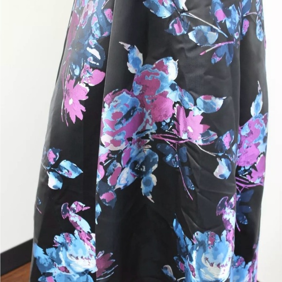 Tahari ASL Levine Black Blue Florla Hi Lo Fit and Flare Cocktail Dress Size 8 - Picture 6 of 7